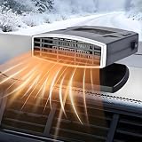 KQLHLHDYZ 200W 12V Calefactor portátil para coche, calefactor de coche de 2 en 1, ventilador de calefacción y refrigeración giratorio de 360° para deshielo y deshumidificación del parabrisas del